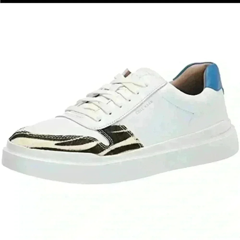 Cole Haan Women's Grandpro Rally Court Sneaker Size 5 B  W21916 White/Zebra/Blue - Picture 3 of 12